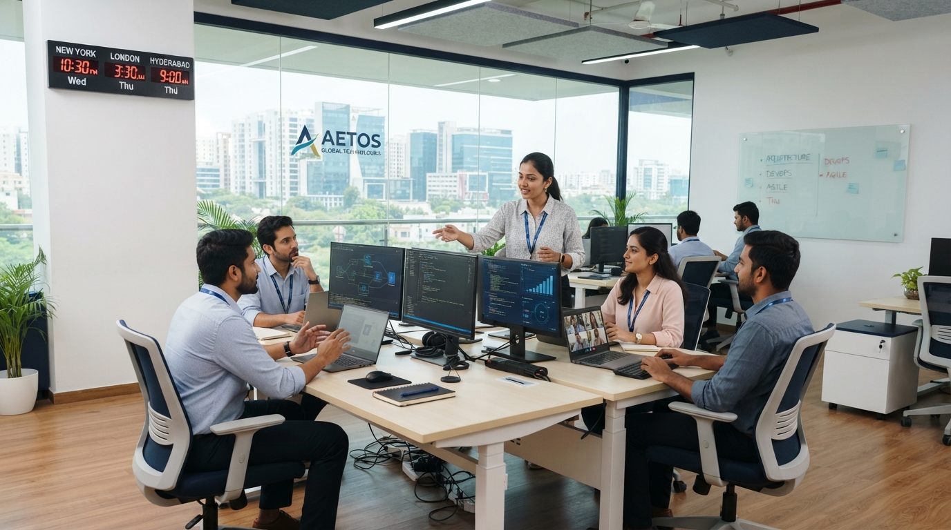 Enterprise offshore dedicated technology delivery team collaborating in the Hyderabad SEZ centre