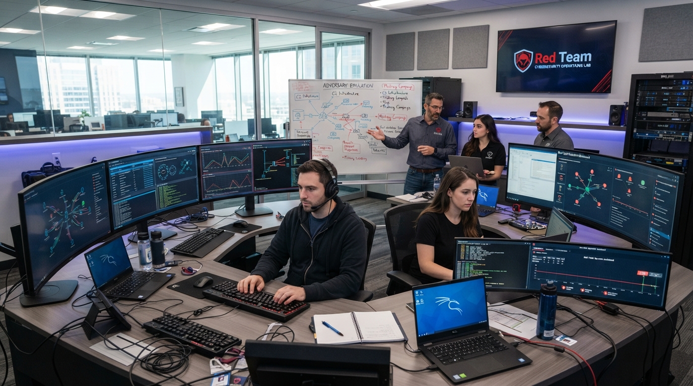 Ethical hackers and offensive security red team operators conducting a penetration test