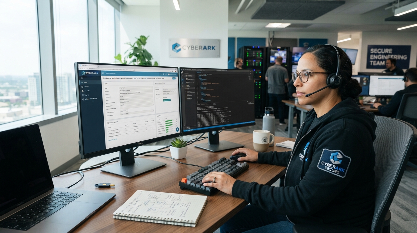 Senior cybersecurity engineer configuring a CyberArk privileged access management vault